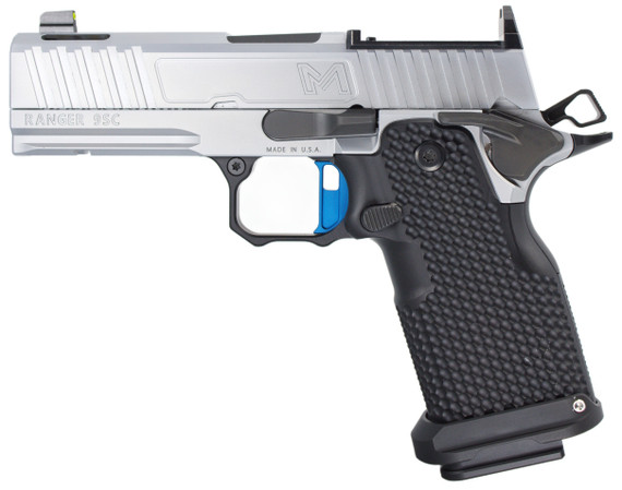 Miller Precision Firearms Ranger 9SC, 9mm, 4.00" V-Port Barrel, 20 Rds, Flat Blue Trigger, Silver PVD 