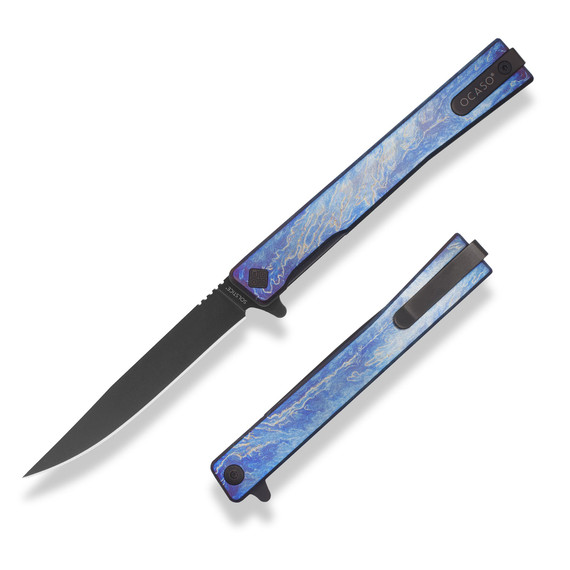 Ocaso Solstice, Black PVD CPM S35VN Straight Back Blade, Anodized 