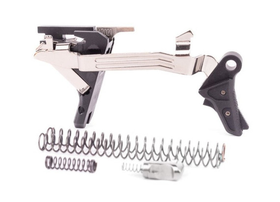 Johnny Custom Glocks VEX SIX, Drop-In Trigger System, Defensive Tune, VEX Metal Trigger Shoe, Black, Silver 