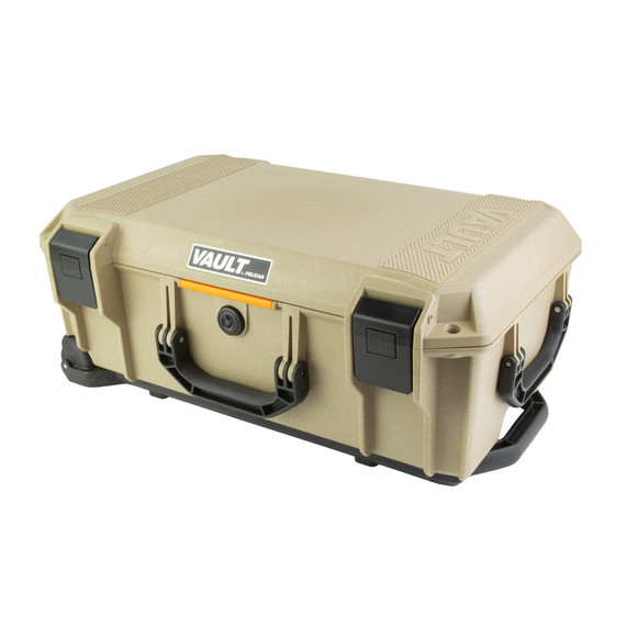 Pelican Vault V525PF7, 7-Pistol Rolling Case, Precut Foam, Tan 