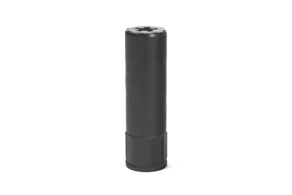 LayerX Strake 9K Suppressor, 9MM, 5.2" Overall Length, 6.3 oz, DFARS Grade 5 Titanium DMLS, 1.375-24 HUB Mount, Alphatek Low I/R Coating, Black 