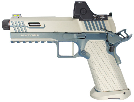 Stealth Arms Platypus 1911 w/ Trijicon RMR HD, 9MM, 4.25" Threaded Barrel, 17 RDs, Northern Lights / Bright Nickel 