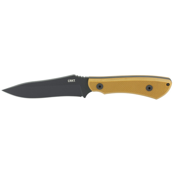 CRKT Ramadi, Fixed Blade, SK-5 Steel, Coyote Textured G10 Handle, Black Matte Finish 