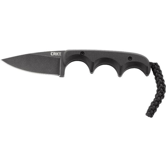 CRKT Minimalist Black Fixed Knife, 2.16" Drop Point Blade, Black 