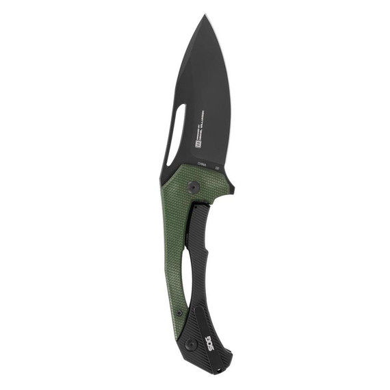 SOG Knives Bulwark FLK Folding Knife, 3" Drop Point Blade, OD Green, Micarta Handle 