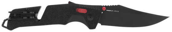 S.O.G Trident AT, Folding Knife, 3.70" Blade, Black TiNi Cryo D2 Steel, Black w/Red Accents GRN Handle 