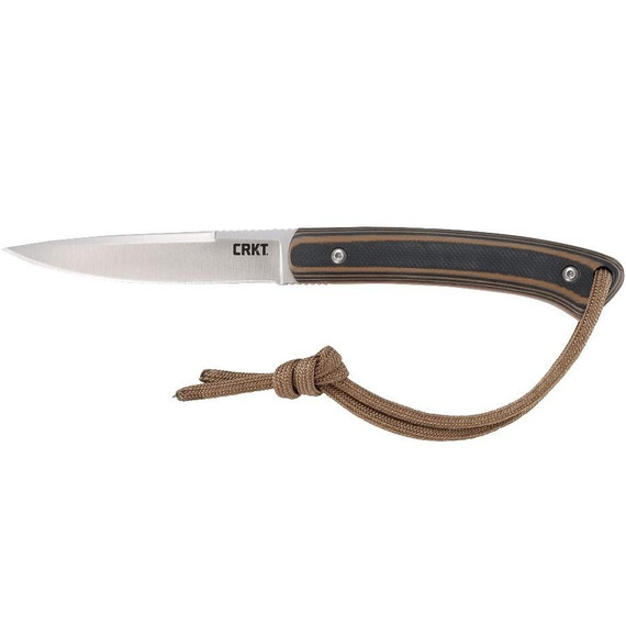 CRKT Biwa Fixed Drop Point Knife, 3" Blade, Brown Black 