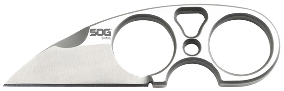 SOG Snarl, 2.3" Satin Blade, Silver Stainless Steel, Includes Sheath 