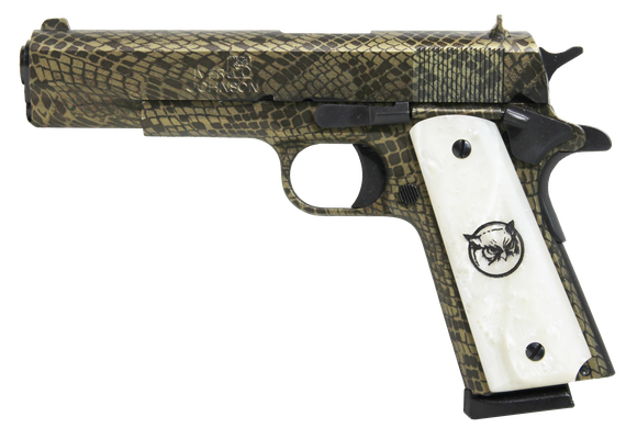 Iver Johnson 1911 A1 Water Moccasin, 45 ACP, 5.00" Barrel, 8+1 Rds, Green Snakeskin Hydrographic 