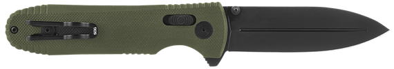 S.O.G Pentagon XR, 3.60" Blade, OD Green G10 Handle, Black TiNi Finish 