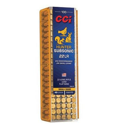 CCI Hunter Subsonic, .22 LR, 40gr Lead Flat Nose, 100 RDs 