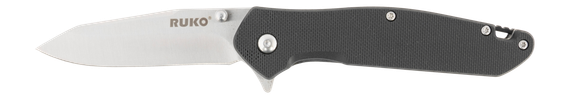 Rynoblade Knives RUK0187BK, 3.25" 420A Stainless Blade, Black GFR Handle, Folding Knife 