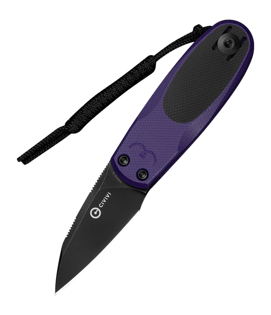 CIVIVI Purr, Mini Folding Pocket Knife, Purple/Black G10 Handle, Black Blade 