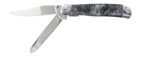 Rynoblade Knives RUK0185BP 420A Trapper Black Pearl Folding Knife 