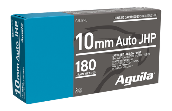 Aguila 10mm Auto JHP, 180 Grain, Jacketed Hollow Point, 50 Rds 