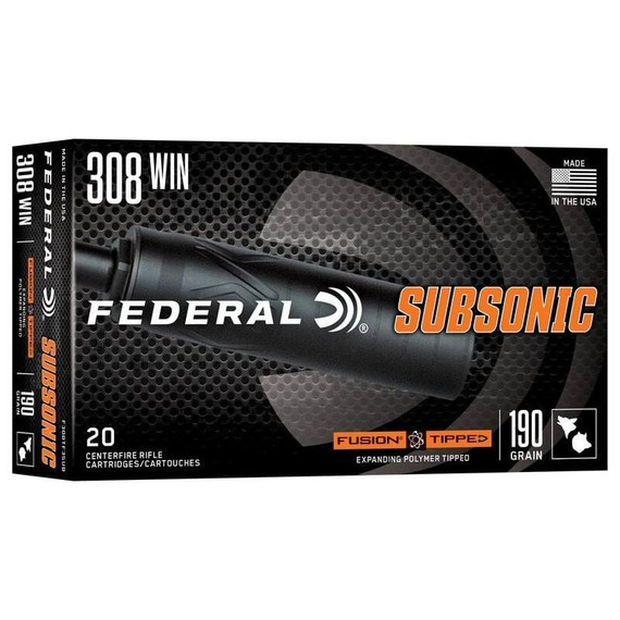 Federal Fusion Subsonic, .308 Win, 190gr Fusion Tipped, 20 Rds 