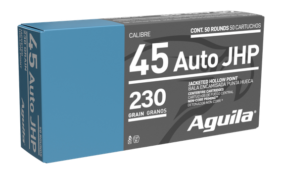 Aguila 45 Auto JHP, 230 Grain, 50 Rounds 