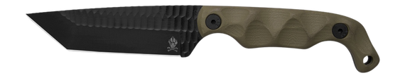 Stroup Knives B5TODGBLKCER, Fixed Blade Knife, 3.50" Tanto Blade, OD Green Handle, Black Finish 
