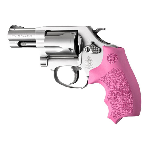 Hogue Overmolded Rubber Bantam Grip, Closed Backstrap, S&W J-Frame Round Butt Revolvers, Pink 