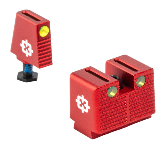 Cross Armory Fiber Optic Tall Height Glock Sights, Red Anodized 