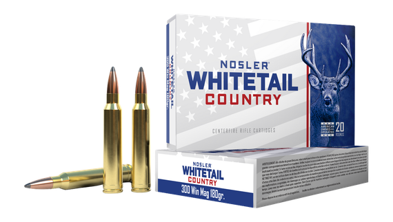 Nosler Whitetail Country, 300 Win Mag 180gr, Centerfire Rifle Cartridges, 20 Rounds 