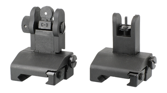 JE Machine Tech TS-PS7B, Flip-Up Polymer Front and Rear Sights, Black 