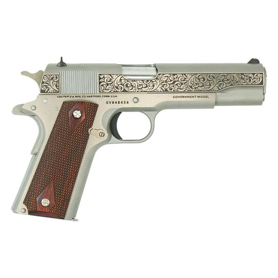 Colt Government Model "Filigree Frame and Barrel", .45 ACP, 5.00" Barrel, 7 Rds, Stainless 