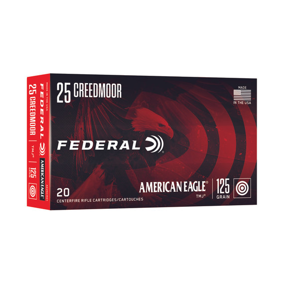 Federal American Eagle, 25 Creedmoor, 125 Grain TMJ, 20 Rounds 