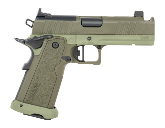 Tisas Carry 9 DS Comp NJG Exclusive V2C, 9MM, 4.25" Compensated Barrel, 17 Rds, Optic Ready, Custom 3 Shades of OD Green Cerakote Finish 