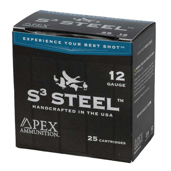 Apex Ammunition S3 Steel Waterfowl, 12 Gauge, 3" 1-1/4 oz #3 Shot, 1,450 FPS, 25 Rounds 