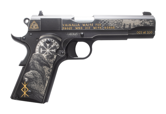 Tisas Arms Customs 1911 A1 Stakeout Norse God, 45 ACP, 5.00" Barrel, 8 Rds, Carbon Steel 