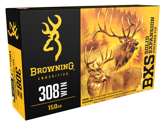 Browning BXS Copper Expansion, 308 Win, 150gr Lead-Free Polymer Tip Rifle Ammunition, 20 Rounds 