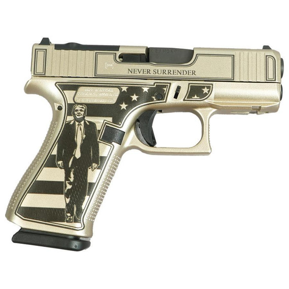 Glock G43X, 9MM Luger, 3.41" Barrel, 10 Rds, Custom "Trump Fight/Never Surrender" Design - 757106323617 