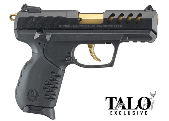 Ruger SR22, 22 LR, 3.5" Barrel, 10 Rds, Black/Gold 