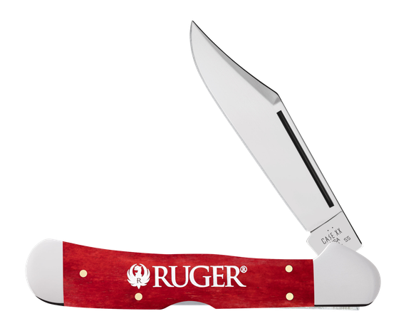 Case Ruger Smooth Old Red Bone CopperLock, Folding Knife, Stainless Steel Blade, Smooth Red Handle 