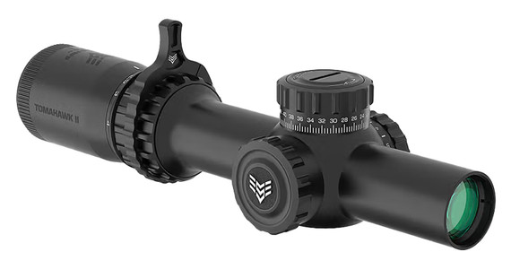 Swampfox Optics Tomahawk II, 1-4x24mm, 30mm Tube, BDC Green Reticle, Black 