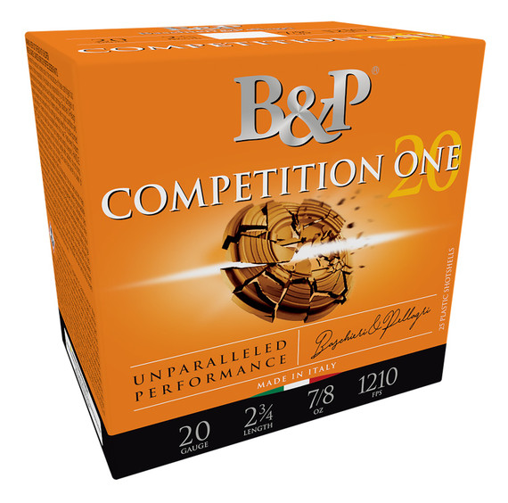 B&P 20B78CP8 Competition ONE, 20 Gauge, 2.75" Length, 7/8 oz, #8 Shot, 25 Rounds, Plastic Shotshells 