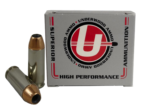 Underwood Ammo 231 Sporting, 10MM AUTO, 135gr Jacketed Hollow Point, 20 Rds, Nickel-Plated Brass 