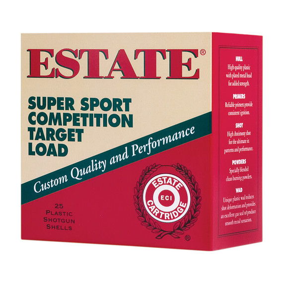 Estate Cartridge Co EST SUPER SPORT 12GA, 2.75" Shell, 1 1/8 OZ, #7.5 Shot, 25 Rds 