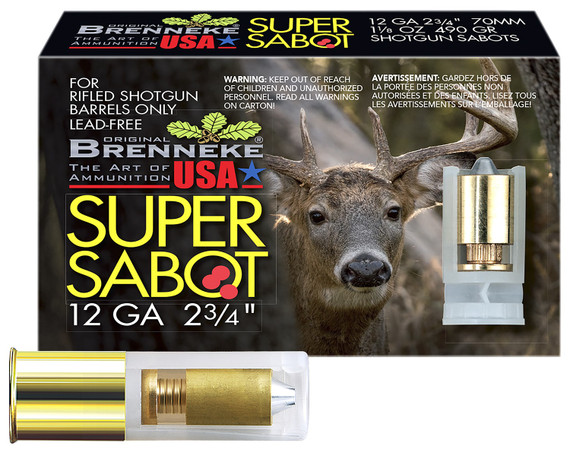 Brenneke SuperSabot, 12 Gauge 2.75" 1 1/8 oz Lead-Free Sabot Slug, 5 Rds 
