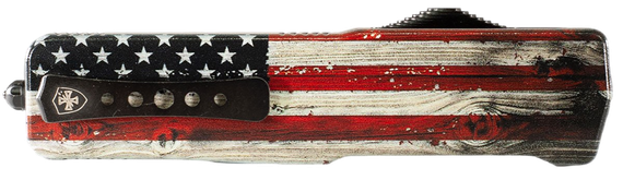 Templar Knife Premium Weighted Small OTF Dagger, 3.00" D2 Steel Blade, Painted Wood Grain US Flag Aluminum Zinc Alloy Handle, Black Oxide Stonewashed Powder Coat Finish 