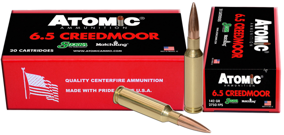 Atomic Ammunition 00404, 6.5 Creedmoor, 142gr Hollow Point Match, 20 Rds, Brass 
