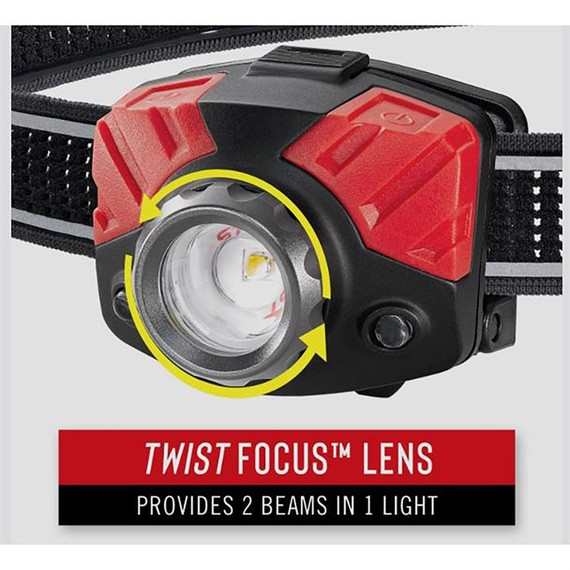 Coast FL75 Headlamp, Pure Beam Twist Focus, Black/Red 