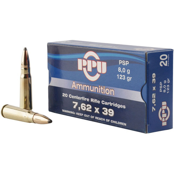 PPU Rifle Line PP76239P, 7.62x39mm, 123gr Pointed Soft Point, 20 Rounds 