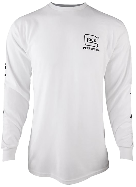 Glock AP96094 Perfection Long Sleeve Tee, White, Pre-Shrunk Cotton, Large 