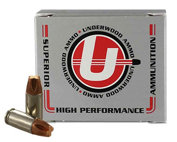 Underwood Ammo Xtreme Penetrator, 9mm Luger +P, 115gr Solid Monolithic, Nickel Plated Brass, 20 Rds 