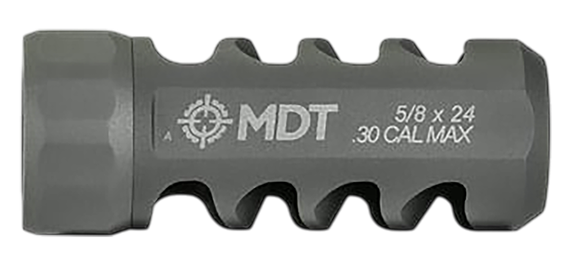 MDT Hunt Brake, 5/8x24 Threads, .30 Cal Max, Titanium, Bead Blasted Finish 