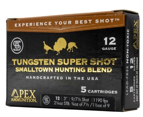 Apex Turkey TSS Smalltown Hunting Blend, 12 Gauge, 3.5" 2 1/2 oz, #7.5/#9 Shot, 5 Rds 