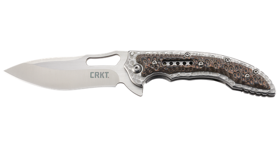 CRKT Fossil Compact, Brown Handle, Stainless Steel Blade, Folding Knife 