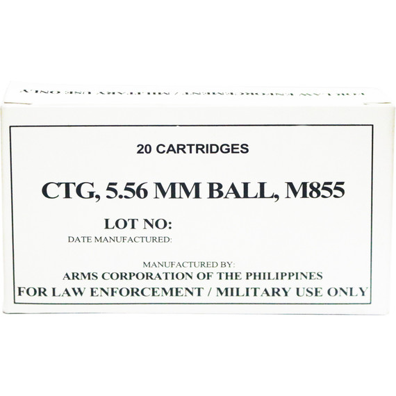Armscor Ammo, 5.56 NATO M855, 62 Grain FMJ, 20-Round Box 